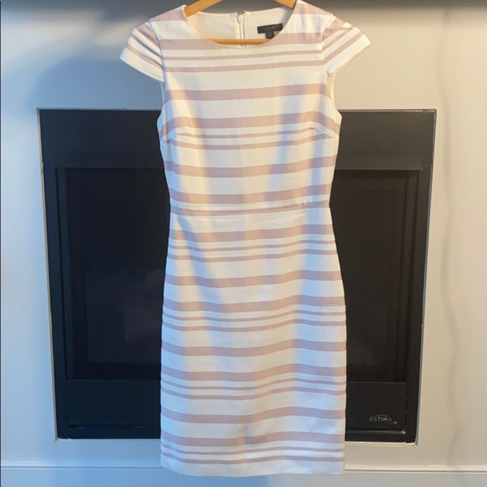 JCrew pink and white stripe dress